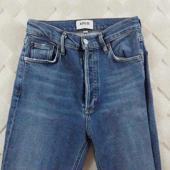 AGOLDE Nico High-Rise Skinny Jeans Womens 25 Button Fly Blue Denim - Picture 2 of 11